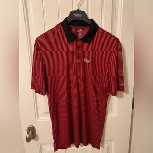 Aftco Men's Red and Black Striped Polo Shirt